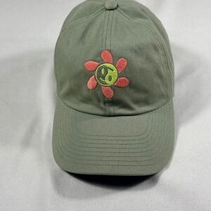 Volcom Dad Hat OS Sage Green Yin Yang Flower Embroidered Adjustable Cap
